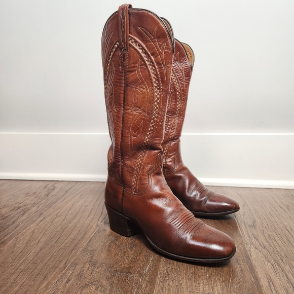 LUCCESE western topstitch design boots - Picture 1 of 15